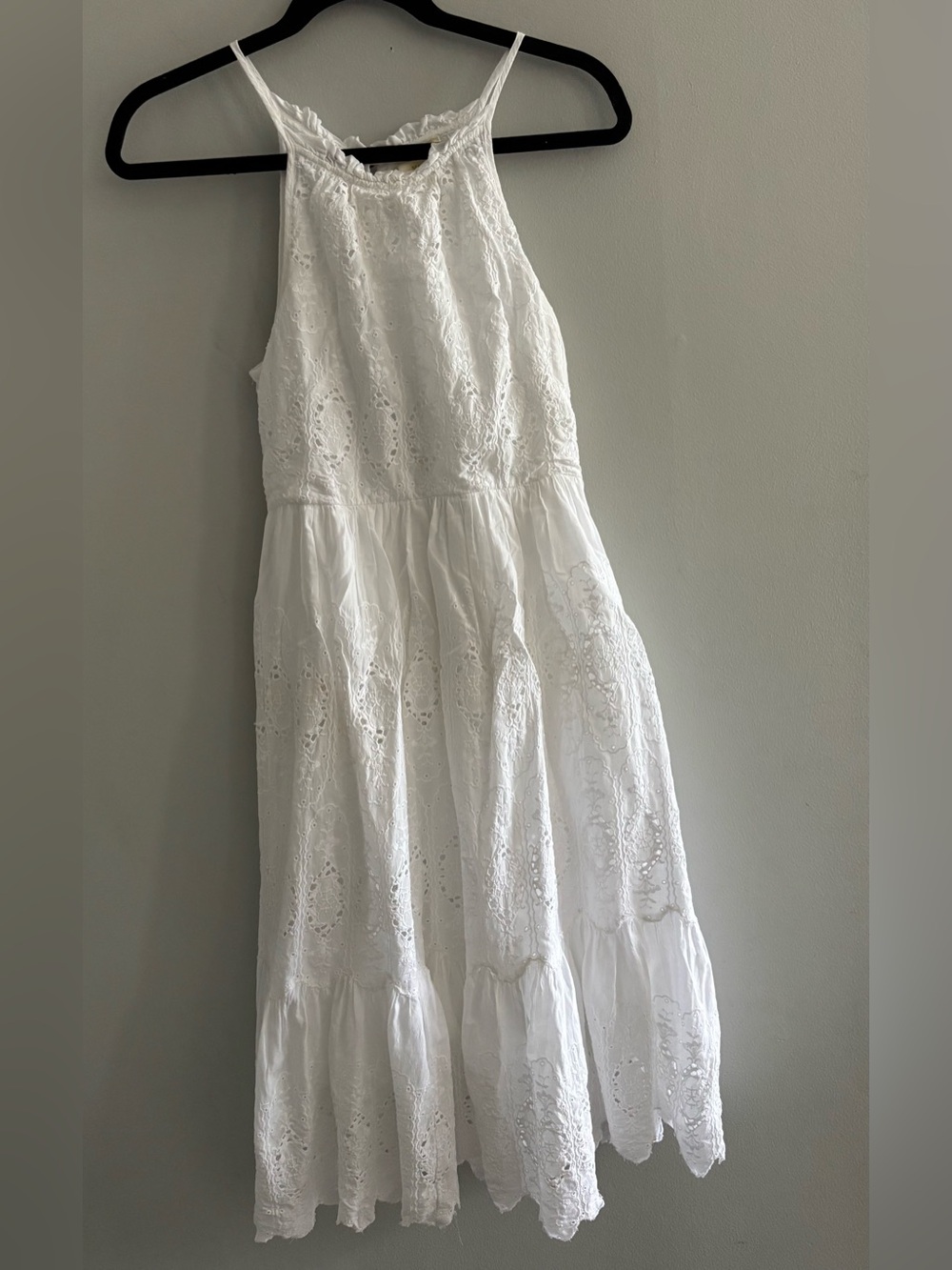 Maeve White Eyelet Maxi Dress Size 4 Lace Scalloped Classic Resort Minimalist